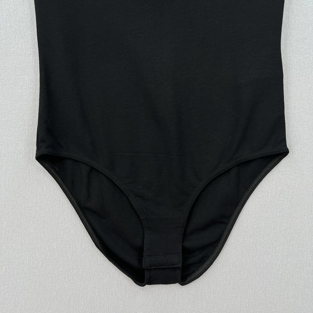 MAJE Off the Shoulder Bodysuit Womens 1 Small Black Double V-neck Short Sleeve - Picture 6 of 15